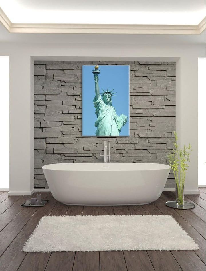 Pixxprint Freiheitsstatue Leinwand, XXL riesige Bilder fertig gerahmt mit Keilrahmen, Kunstdruck auf
