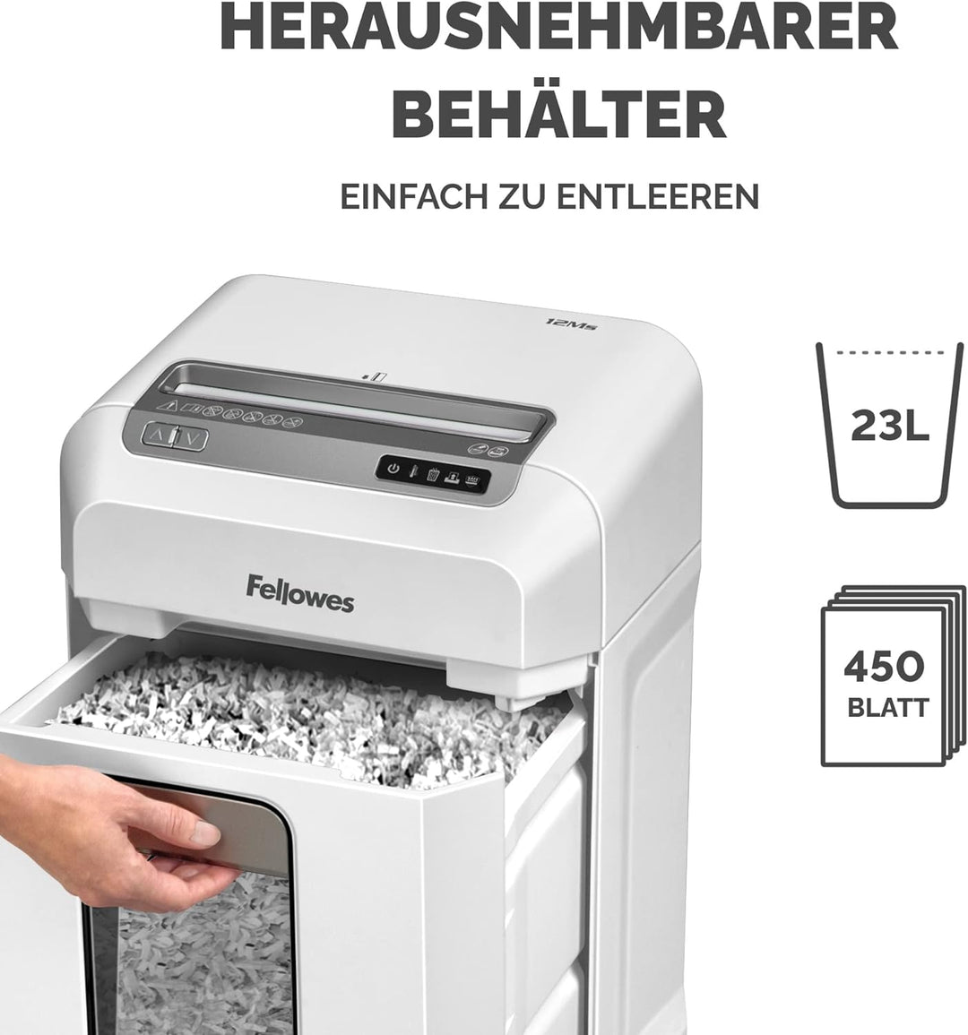 Fellowes Aktenvernichter 12Ms, 12 Blatt Minicut (P4), Papierschredder für Büro, Homeoffice, Schredde
