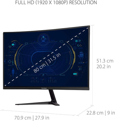 Viewsonic VX3218-PC-MHD 80 cm (32 Zoll) Curved Gaming Monitor (Full-HD, Adaptive Sync, 1 ms, 165 Hz,