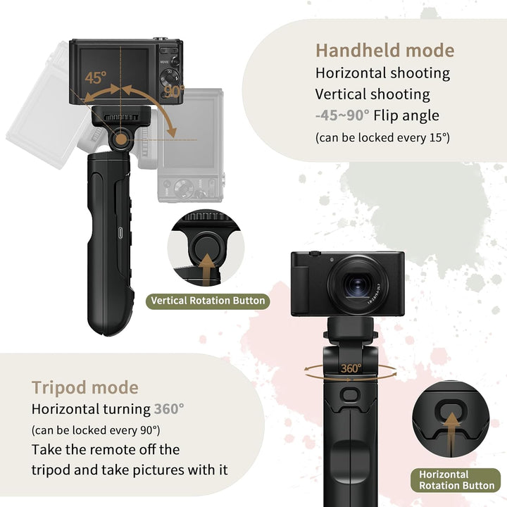 AODELAN Kamera-Griff mit Auslöser, wiederaufladbar, kabellos, Mini-Stativ für A7C, A7III, ZV-1, ZV-E