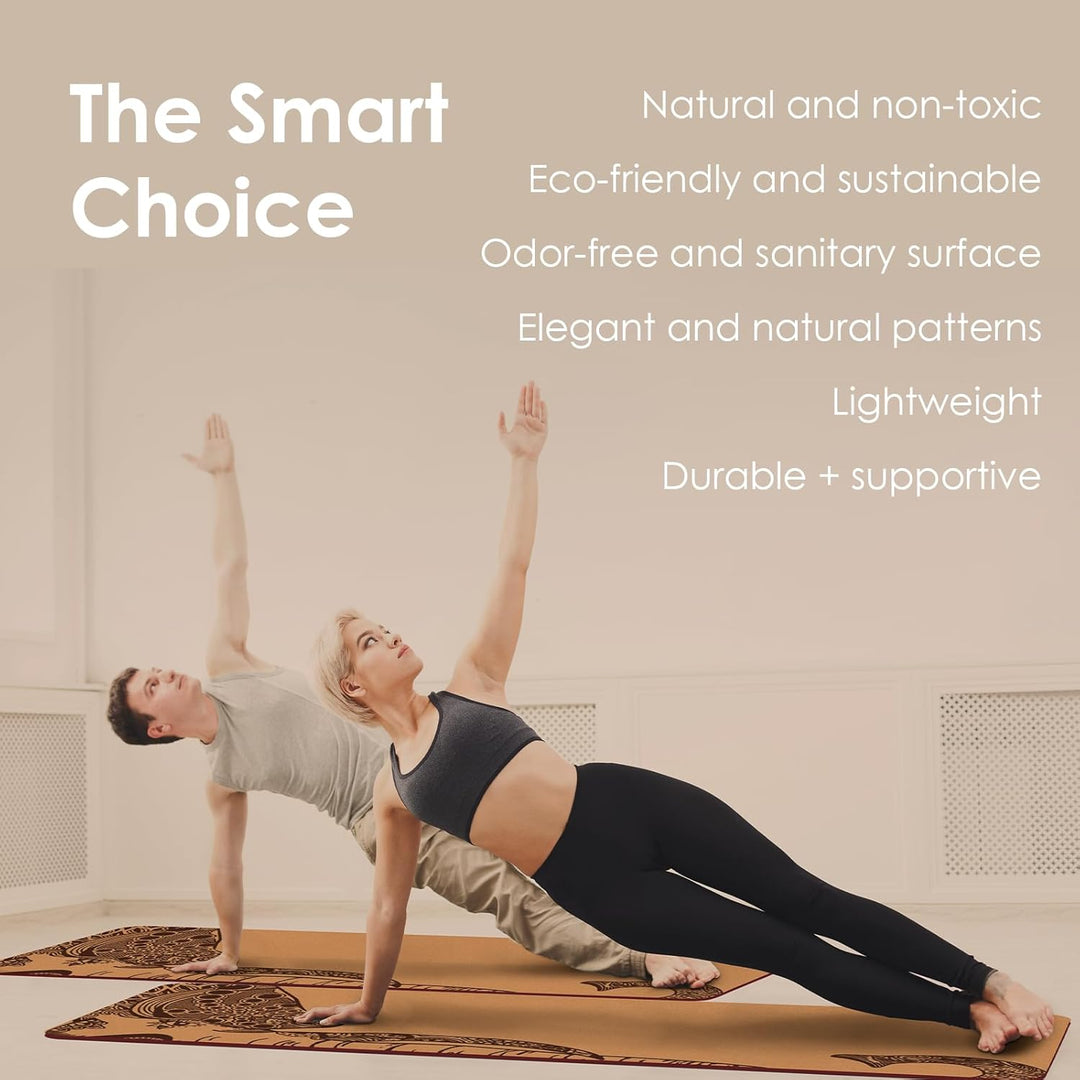 Yogamatte Kork – Rutschfeste Yoga Matte, Einzigartiges Design, Naturkautschuk TPE Gymnastikmatte, Tr