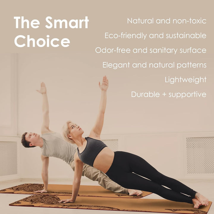 Yogamatte Kork – Rutschfeste Yoga Matte, Einzigartiges Design, Naturkautschuk TPE Gymnastikmatte, Tr