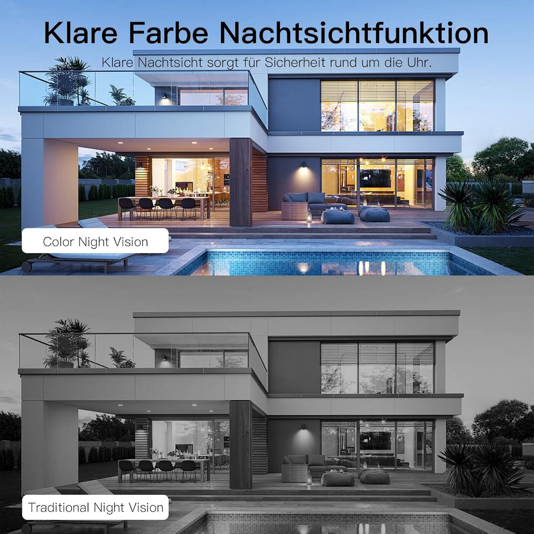 VIMTAG 2,5K Überwachungskamera Aussen, 5GHz WLAN Kamera Outdoor,Aussenkamera,Farbige Nachtsicht,Tag&