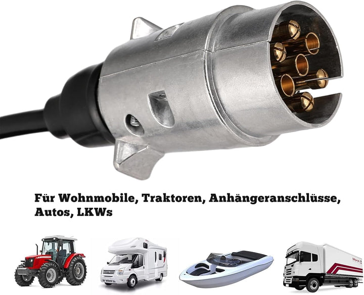 GEARMONSTER 3 Meter 12V Anhängerkabel 7 Polig, Anhänger Verlängerungskabel Spiralkabel Adapter Metal