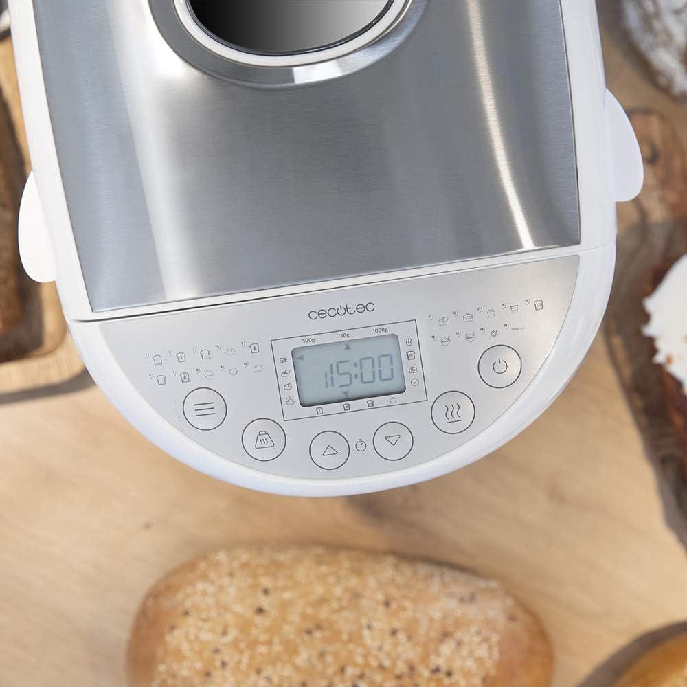 Cecotec Panificadora Bread&Co 1000 Delicious. 19 Programas, 1 Kg, 15 Horas programables, Cubeta Apta