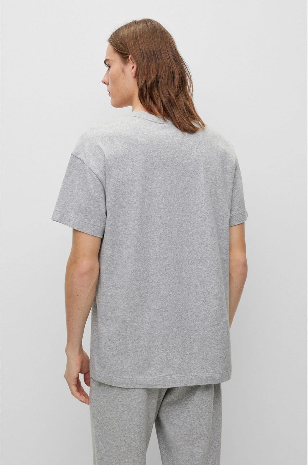 HUGO Herren Linked T-Shirt Relaxed-Fit Pyjama-Shirt aus Stretch-Baumwolle mit Logo M Medium Grey35,