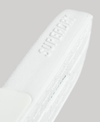 Superdry Damen Code Logo Vegan Pool Slide Flipflop L Weiss Metallic Rosé, L Weiss Metallic Rosé