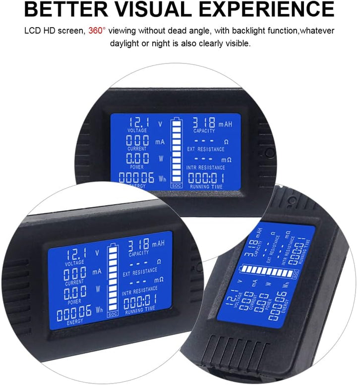 Batteriezähler DC Voltmeter Amperemeter Energie Monitor LCD Multimeter Digital Spannung Strom Cap Oh