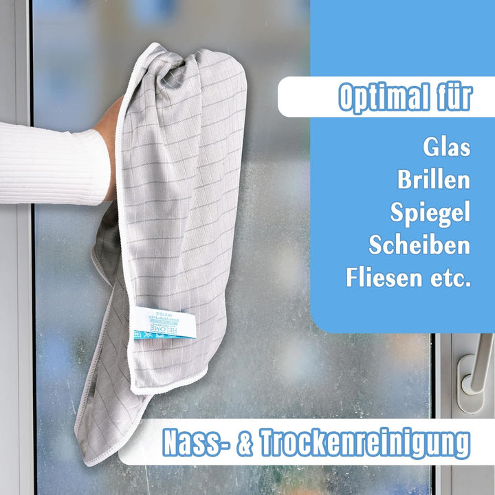 10X Feines Glaspoliertuch für Gläser in grau - Grosse Gläserpoliertücher (60cm x 40cm) für streifenf