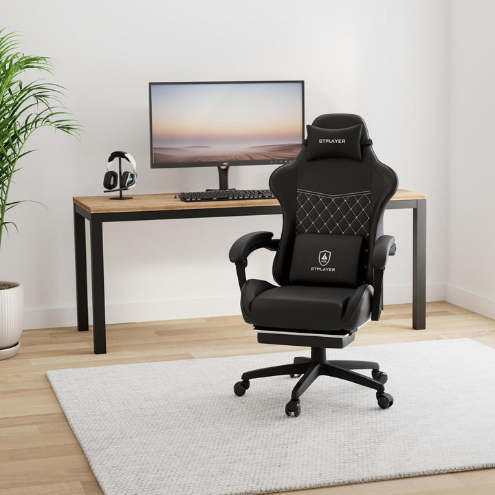 GTPLAYER Gaming Stuhl, Gaming Chair, Ergonomischer Höhenverstellbarer Bürostuhl, Zweckmässig für Win
