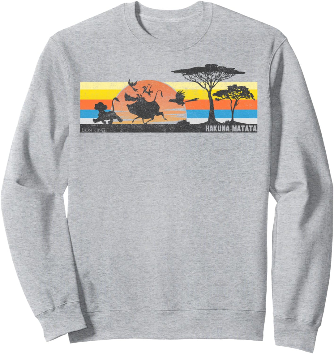 Disney Lion King Hakuna Matata Faded Retro Striped Portrait Sweatshirt