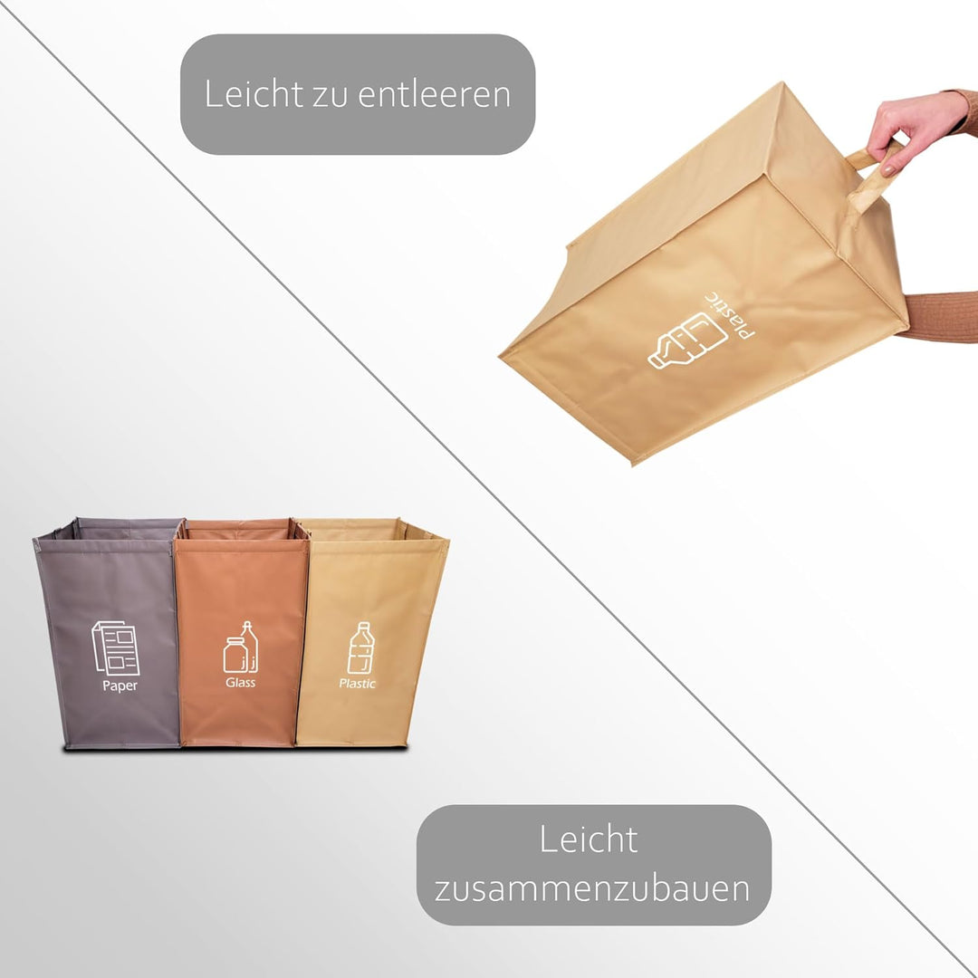 NYIKA - Mülltrennsystem 3fach - Recycling System - Mülltrennsystem - Altpapier Sammler - Mülltrennun