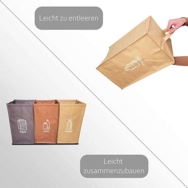 NYIKA - Mülltrennsystem 3fach - Recycling System - Mülltrennsystem - Altpapier Sammler - Mülltrennun