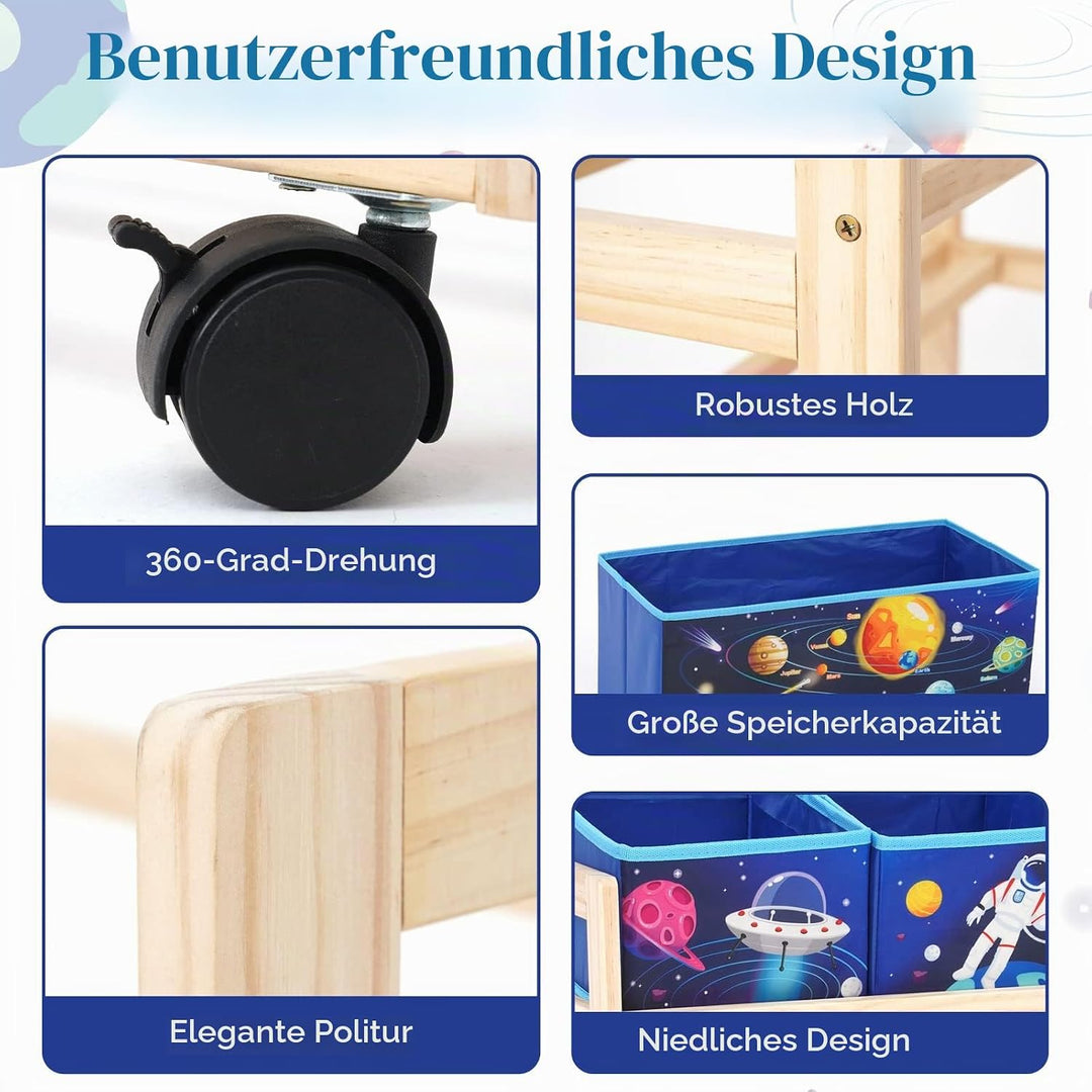 Spielzeugregal Kinderzimmer, Kinderregal Mit 6 Boxen 3-Stöckiges Spielzeug-Organizer, Spielzeugkiste