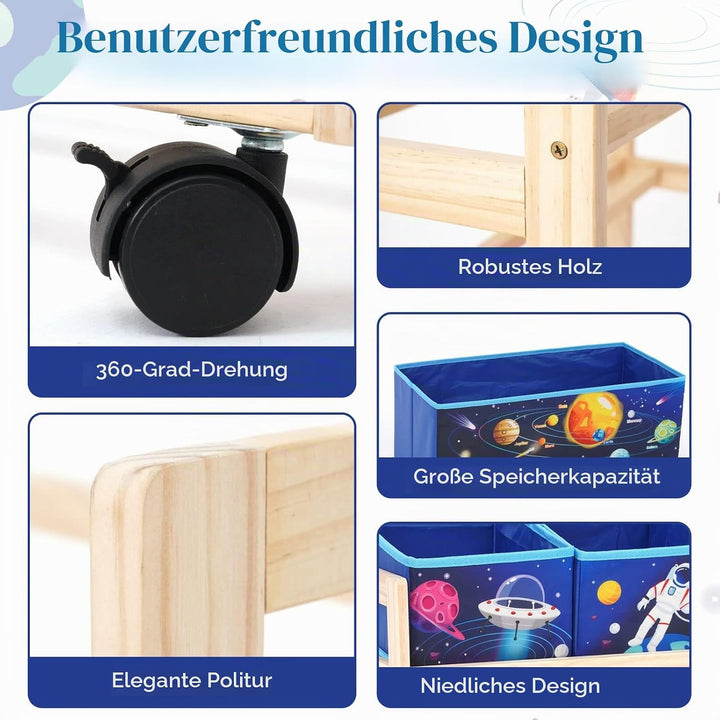Spielzeugregal Kinderzimmer, Kinderregal Mit 6 Boxen 3-Stöckiges Spielzeug-Organizer, Spielzeugkiste