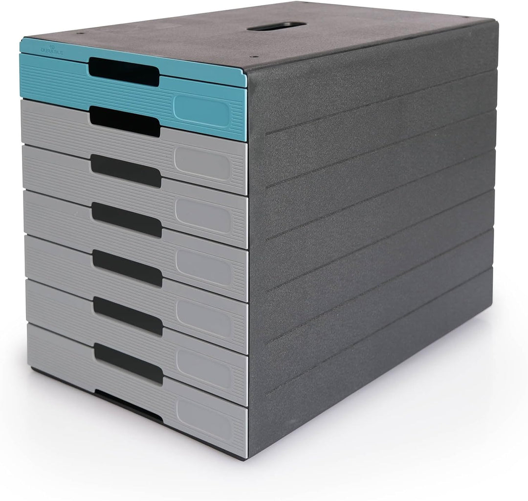 Durable Schubladenbox (Idealbox Pro) 7 Fächer, blau, 776306, Blau