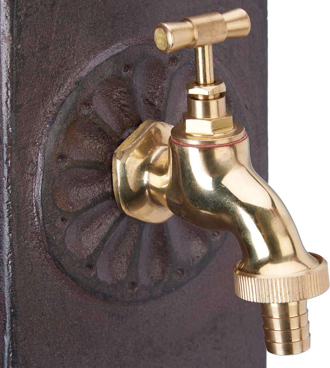 Relaxdays Wasserzapfsäule, eckig, antikes Design, mit Wasserhahn, 3/4 Zoll Anschluss, Garten Standbr