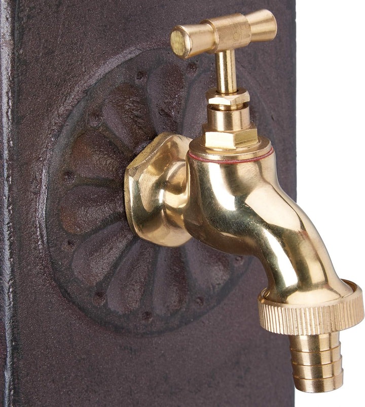 Relaxdays Wasserzapfsäule, eckig, antikes Design, mit Wasserhahn, 3/4 Zoll Anschluss, Garten Standbr