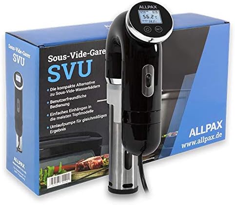 Allpax SVU Sous Vide Garer in Schwarz, für Wasserbäder bis 20 l, gebogenes Design mit LED-Display, z