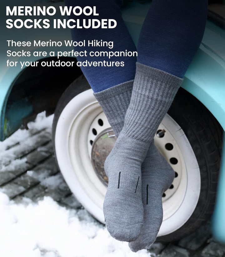 Merino Unterwäsche Herren - Lange Unterhosen Herren Merino Thermounterwäsche + Wollsocken 320 Black