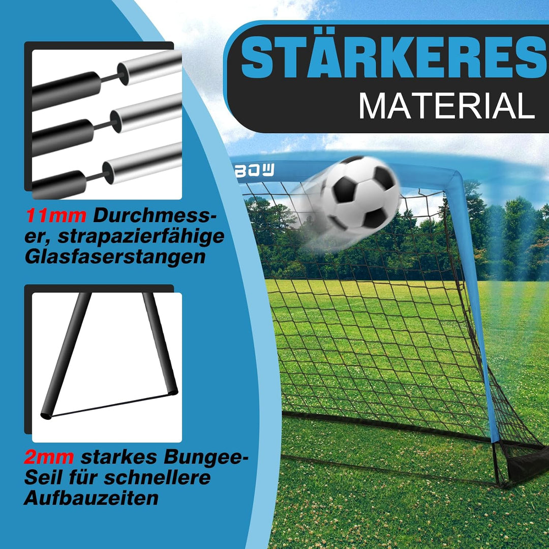274 x 152 cm Kinder Fussballtor mit Tragesack, tragbare Fussballnetze für Hinterhoftraining, Indoor/