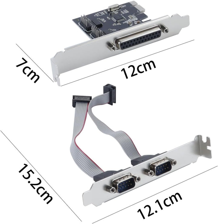 Serielle RS232-PCI-Express-Schnittstellenkarte, PCI-E auf dualen seriellen RS-232-Anschluss + 1 DB25