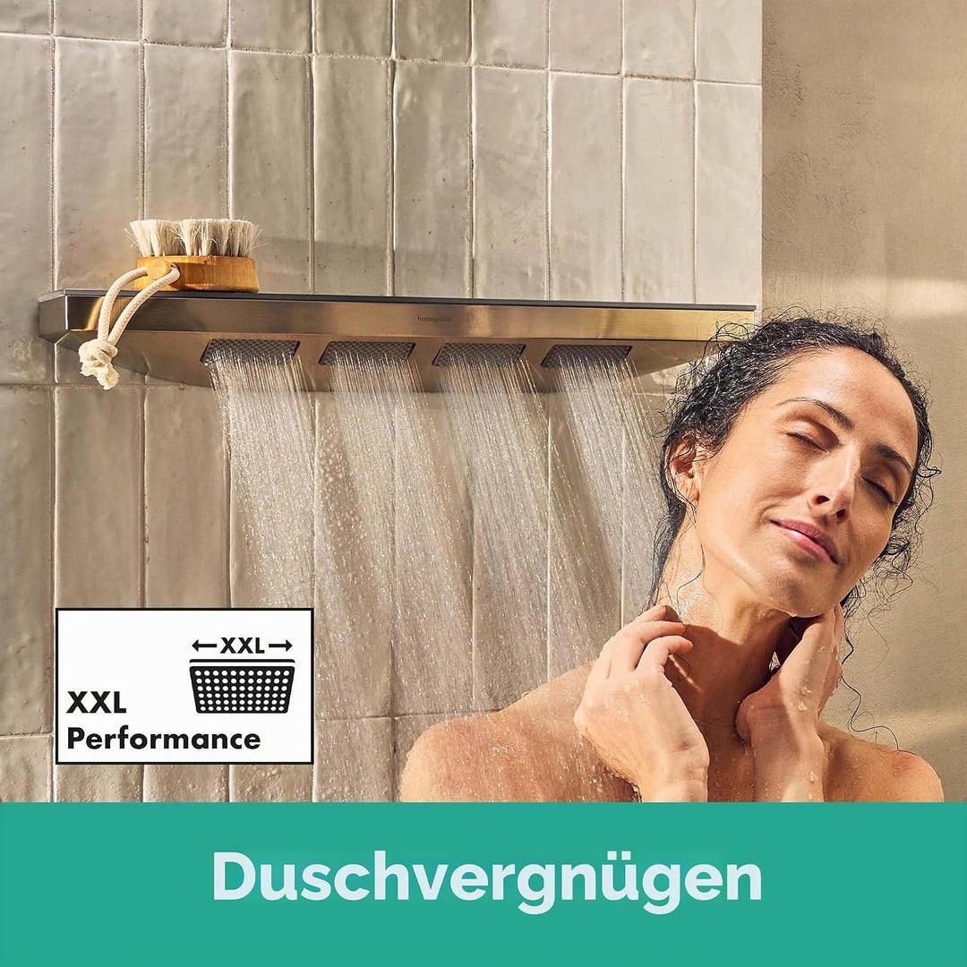 hansgrohe Schulterbrause mit Duschablage Rainfinity, mit 1 Strahlart (PowderRain) und Duschregal 50c