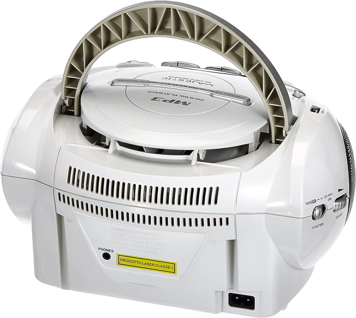 Majestic AH 2387R MP3 USB - Tragbare Boombox mit CD/MP3-Player, USB-Eingang, Kassettenrekorder, Kopf