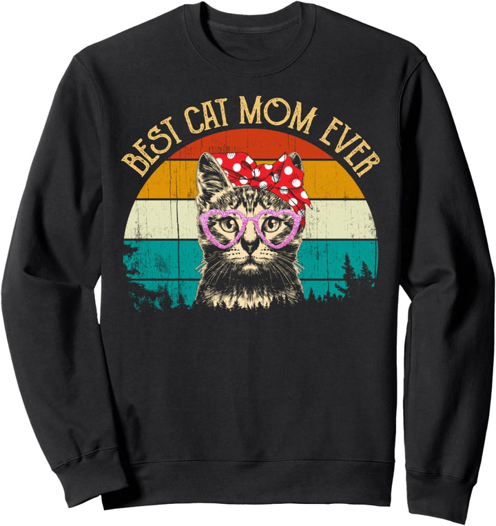 Vintage Retro Style Cat Mother's Day Best Cat Mom Ever Sweatshirt
