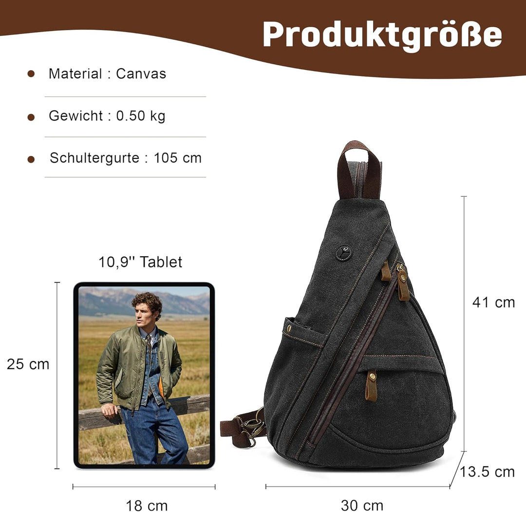 VARLIVOO Herren Sling Bag Crossbody Bag Schultertasche Wandern Reisen Camping Radfahren Bergsteigen