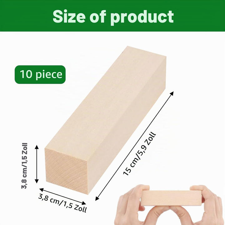 Schnitzholz, 10 Stück Lindenholz Holzblöcke zum Schnitzen, 3,8x3,8x15cm Schnitzen Holzblöcke Unbehan