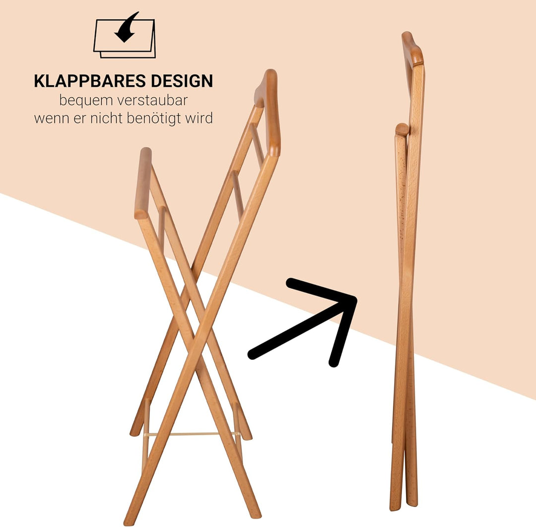 3er Set Stummer Diener aus Massiv Holz - klappbarer Herrendiener und Butler - fertig montierter Dame