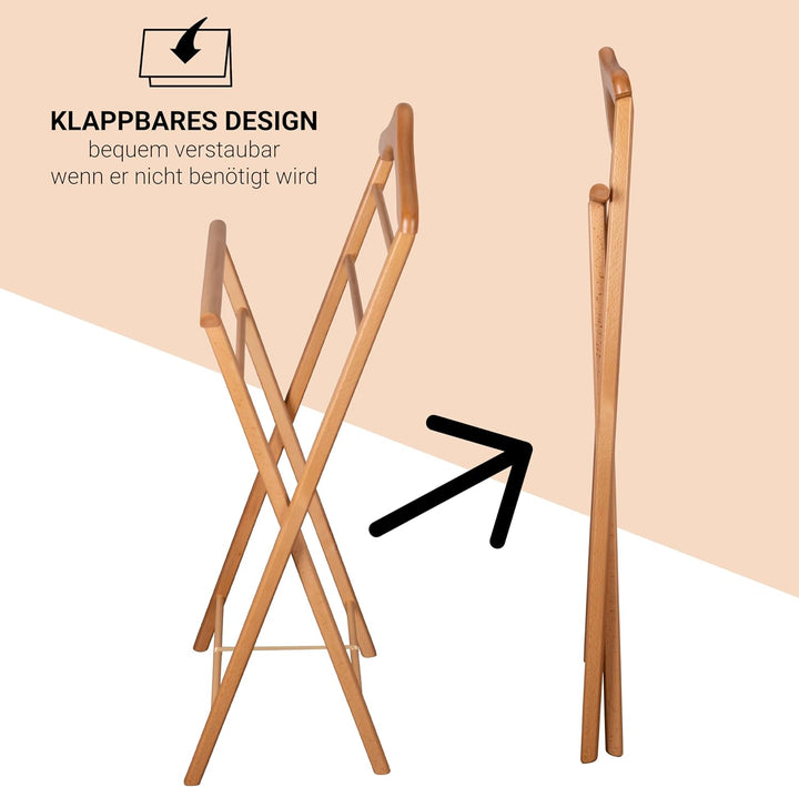 3er Set Stummer Diener aus Massiv Holz - klappbarer Herrendiener und Butler - fertig montierter Dame