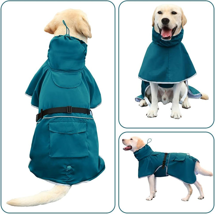 Hunde-Regenmantel mit Kapuze, Wasserdicht, Verstellbar, Leicht, für Kleine, Mittlere und Grosse Hund