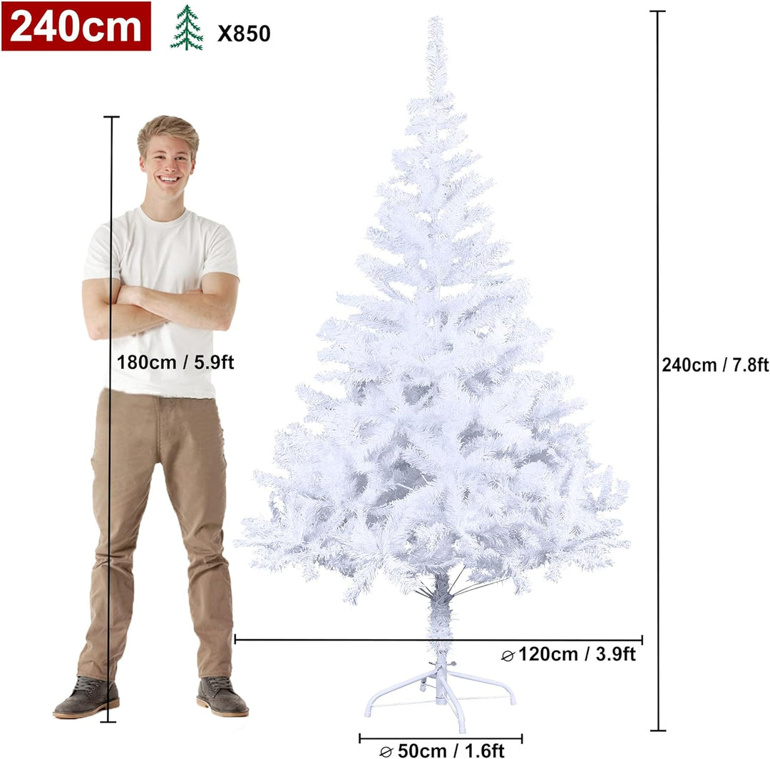 HENGMEI 240cm PVC Weihnachtsbaum Tannenbaum Christbaum Weiss künstlicher mit Metallständer ca. 880 S