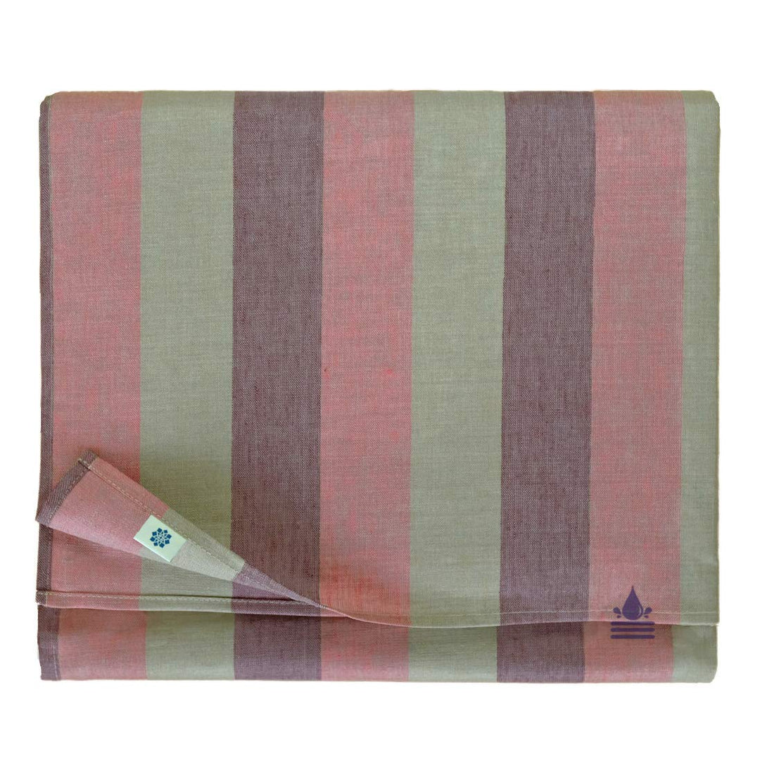 Linen &amp; Cotton Tischdecke Wachstuch Gartentischdecke Silva - 100% Leinen, Lila Rosa Grau (147 x 220