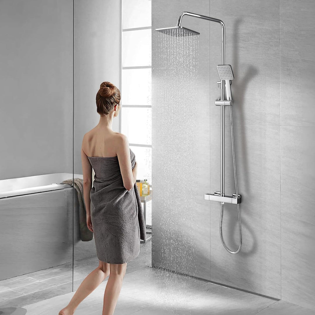 BONADE Duschsystem mit Thermostat, Regendusche mit Armatur, Edelstahl Duscharmatur Komplettset, Dusc