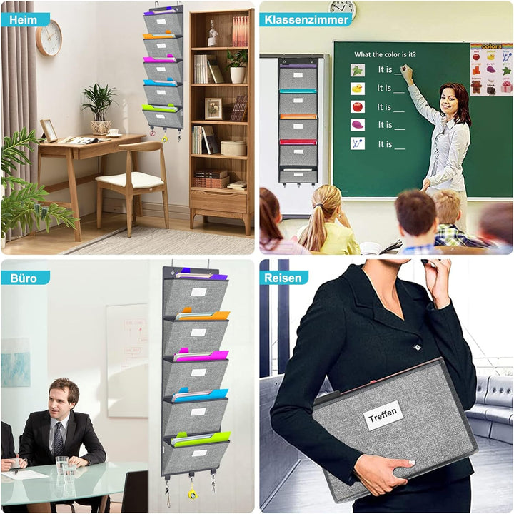 VERONLY Hängeorganizer Büro ordner für Wand - Hängeaufbewahrung Wandorganizer 5 Taschen Aufbewahrung