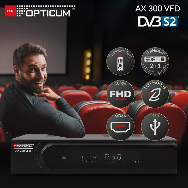 Megasat HD 390 HD SAT Receiver (HDTV, DVB-S2, HDMI, 1080p, SCART, USB Mediaplayer, Full HD, Astra vo