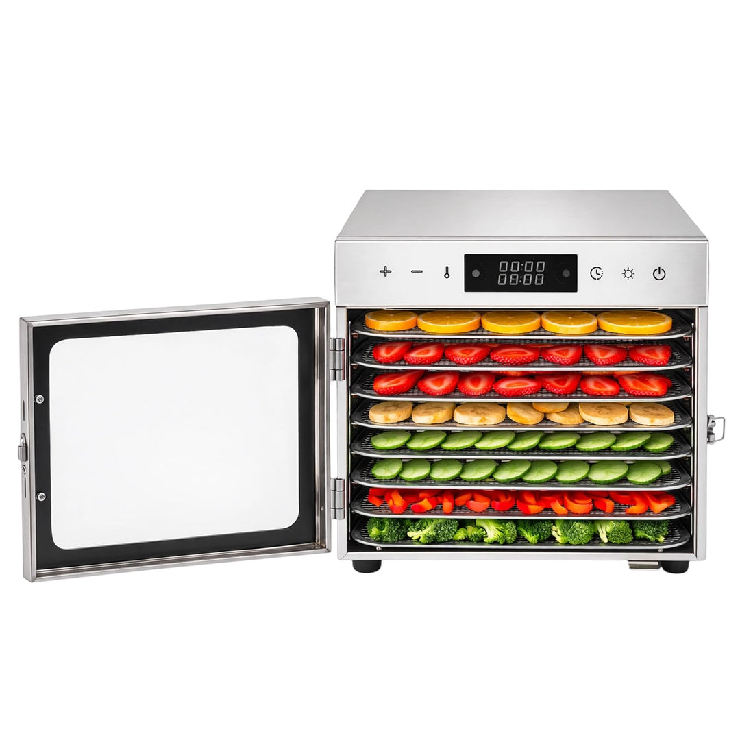 Trintion Edelstahl Dörrautomat 700W – Dörrgerät mit Edelstahlgitter, 30°-85°C, 6700 cm² Dörrfläche –
