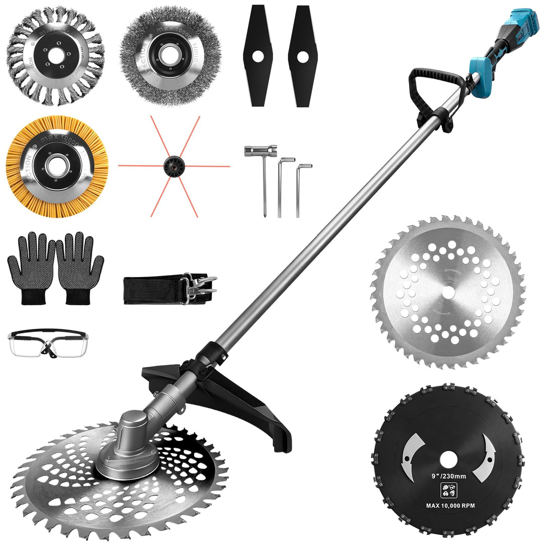 1380W Akku Rasentrimmer Kompatibel mit Makita Akkus 18V | 7-in-1 Akku Freischneider mit Unkrautbürst
