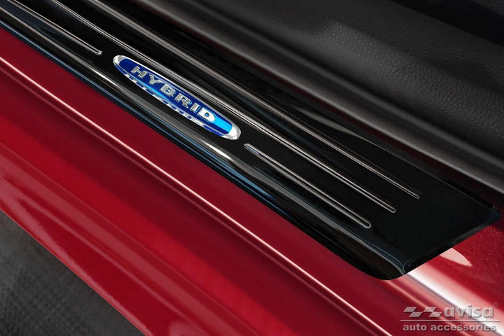 Black Inox door sill protectors compatible with Toyota Yaris IV Hatchback 2020- 'Hybrid' - 4-pieces