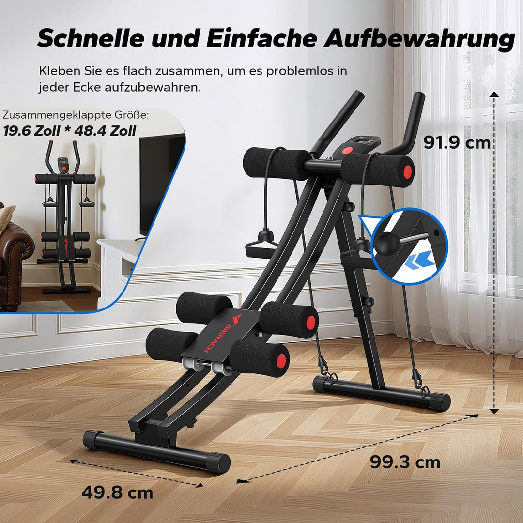 MERACH Bauchtrainer Ab Roller – Dual Track Bauchmuskeltrainer Verstellbares für Abs Bauch Beine Po,