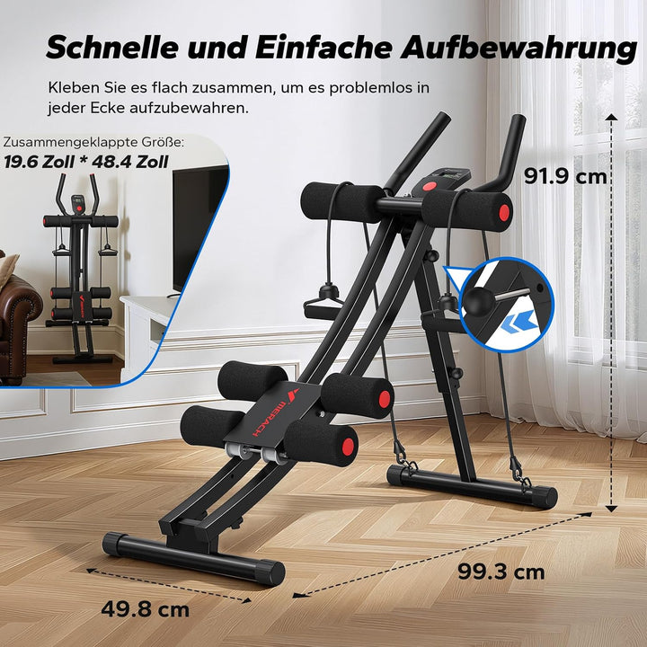 MERACH Bauchtrainer Ab Roller – Dual Track Bauchmuskeltrainer Verstellbares für Abs Bauch Beine Po,
