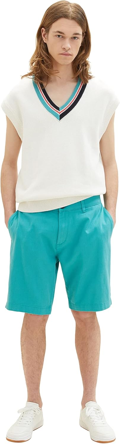 TOM TAILOR Denim Herren Regular Fit Chino Shorts M 31044 - Deep Turquoise, M 31044 - Deep Turquoise