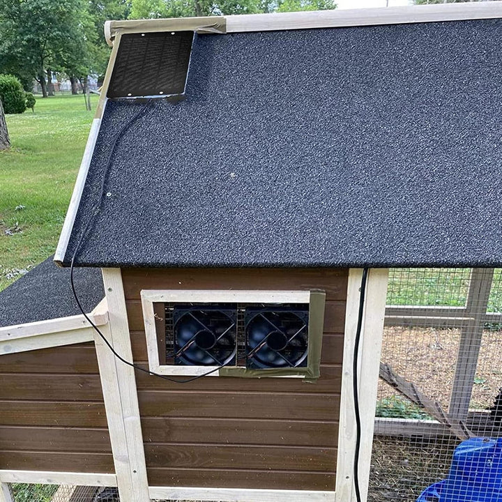 Mumusuki Solar Panel Fan Kit, 12V 10W 2A Silikon Kunststoff, Solarbetriebener Dualer Lüfter, Wetterf