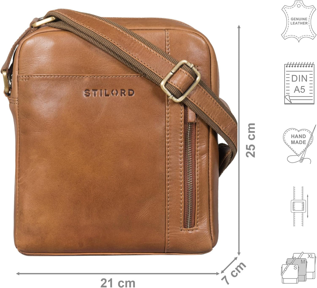 STILORD 'Clint' Schultertasche Herren klein Leder Tablettasche zum Umhängen Herrenhandtasche Echtled