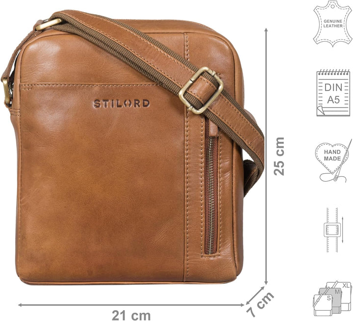 STILORD 'Clint' Schultertasche Herren klein Leder Tablettasche zum Umhängen Herrenhandtasche Echtled