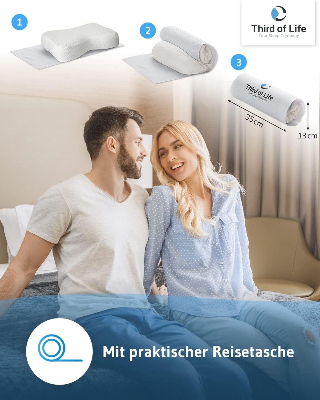 Nackenstützkissen Recovery mit pflegendem Aloe Vera Kissen-Bezug | HWS-Kopfkissen für aktive Hautpfl