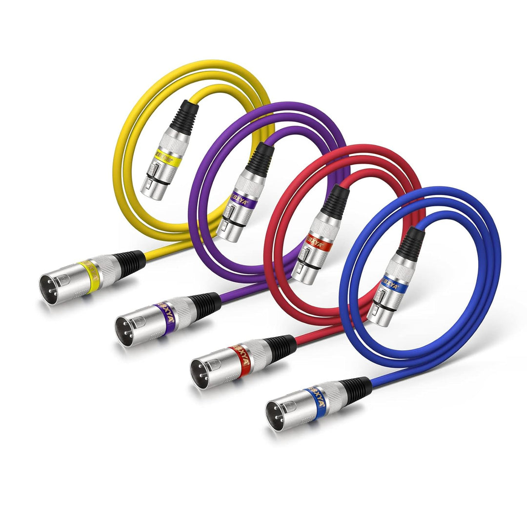 EBXYA XLR-Kabel Mikrofonkabel 1M 4 Packungen symmetrischer Stecker auf Buchse XLR-Patchkabel für PA-